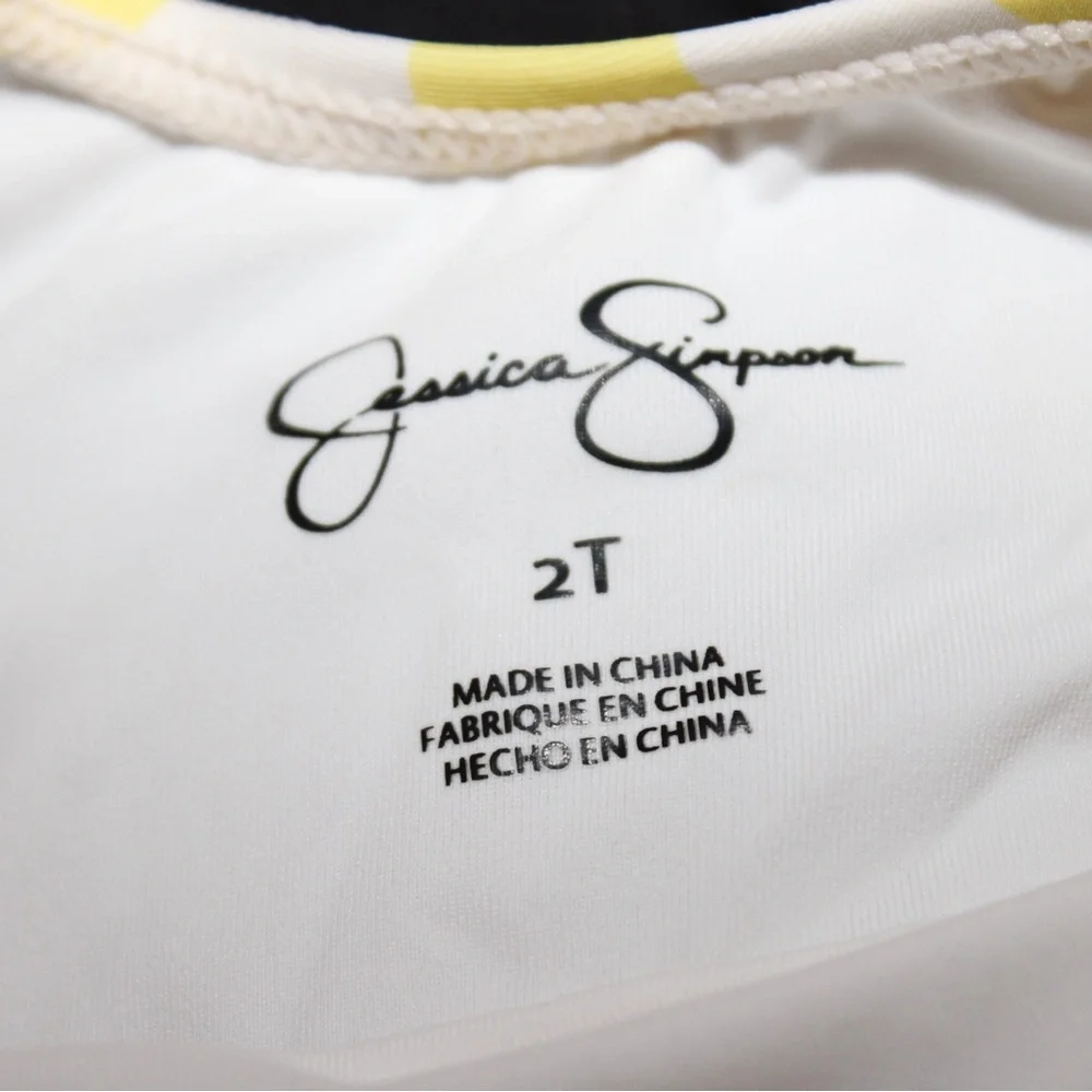 Jessica Simpson Toddler Girl Swimsuit Striped Yellow White Summer Bathing suit - Picture 3 of 3